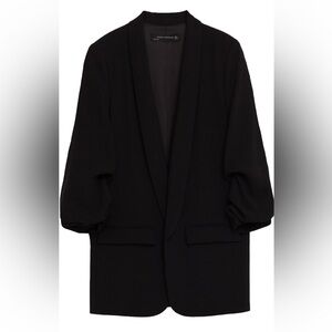 Zara Black Longline Draped Blazer